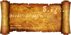 Biró Ödön névjegykártya